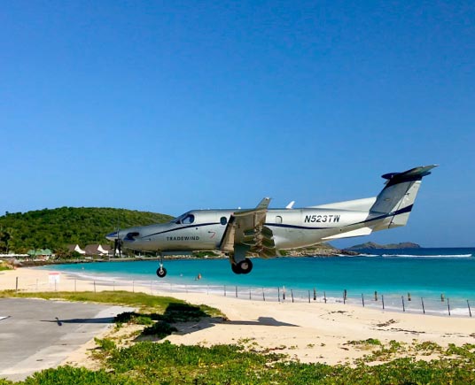 Plane Arriving in Gustavia Airport